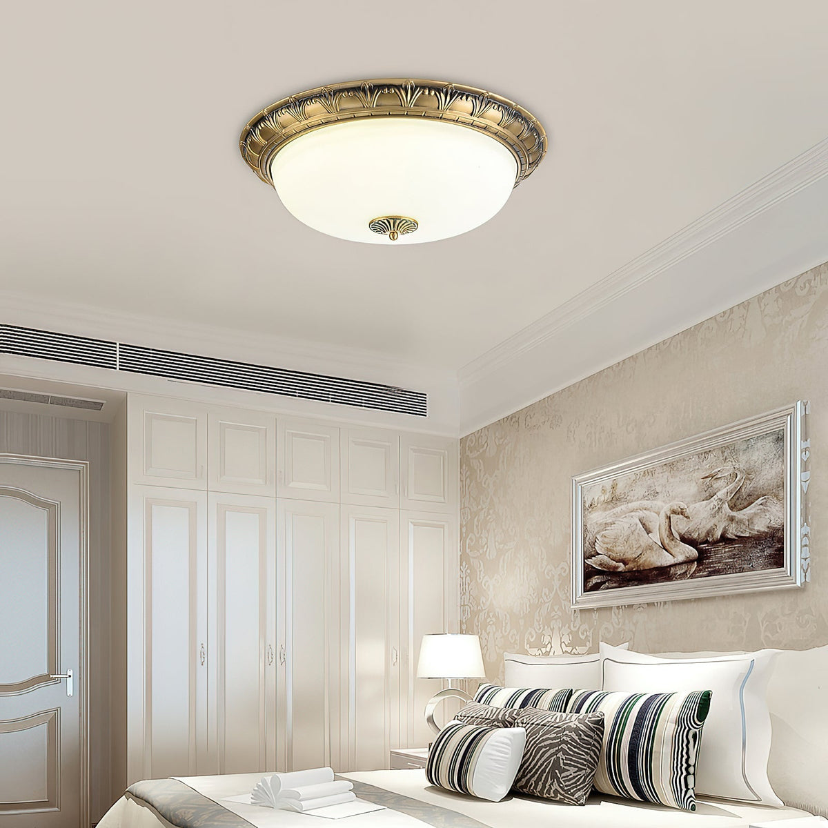 Flush Mount LED Ceiling Light with Glass Dome – Metal Frame, Multiple Sizes for Living Room & Bedroom | Thomler