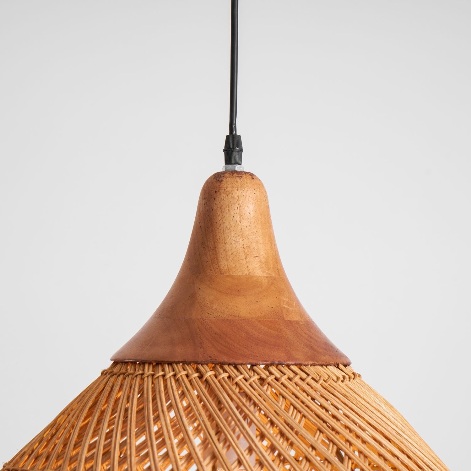 Pendant Light Rattan Braided 23.6 in Adjustable Dining Room Kitchen Island Hanging Ceiling Lamp Natural Woven Lighting Fixture | Thomler