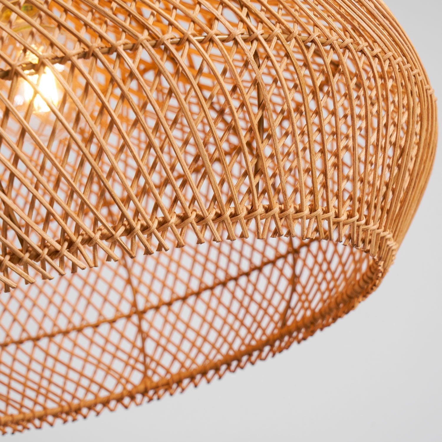 Pendant Light Rattan Braided 23.6 in Adjustable Dining Room Kitchen Island Hanging Ceiling Lamp Natural Woven Lighting Fixture | Thomler