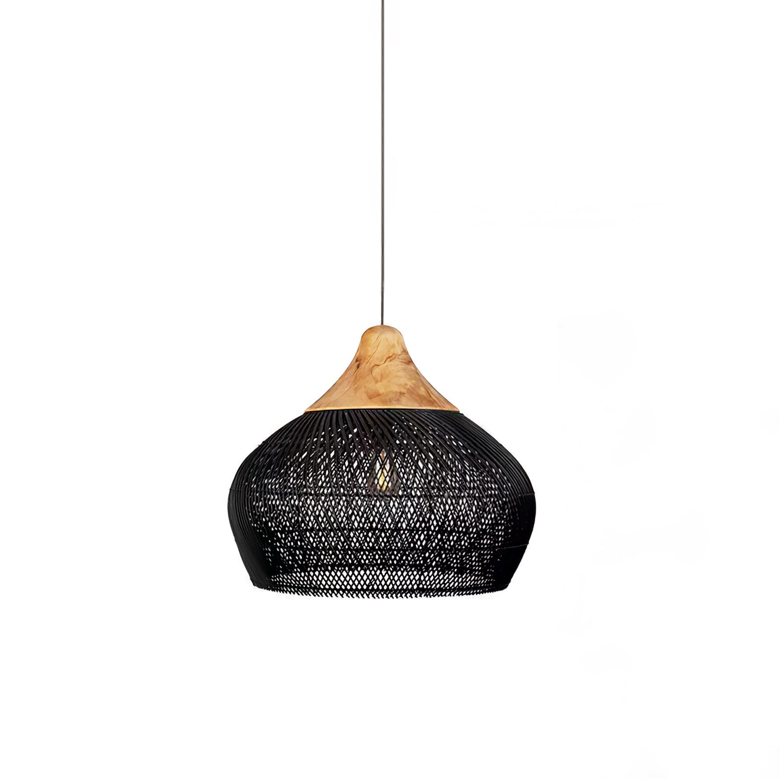 Pendant Light Rattan Braided 23.6 in Adjustable Dining Room Kitchen Island Hanging Ceiling Lamp Natural Woven Lighting Fixture | Thomler