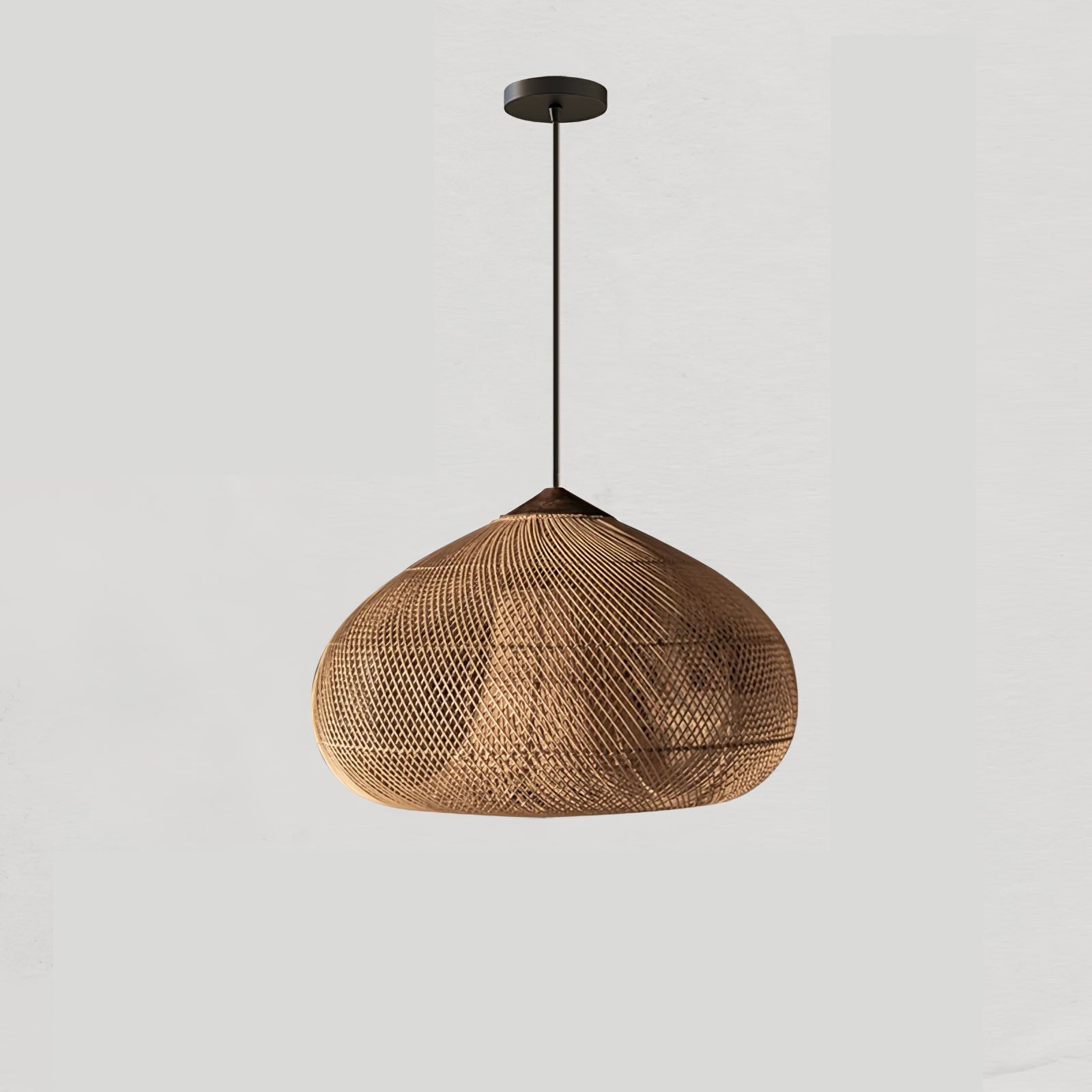 Pendant Light Rattan Braided 23.6 in Adjustable Dining Room Kitchen Island Hanging Ceiling Lamp Natural Woven Lighting Fixture | Thomler