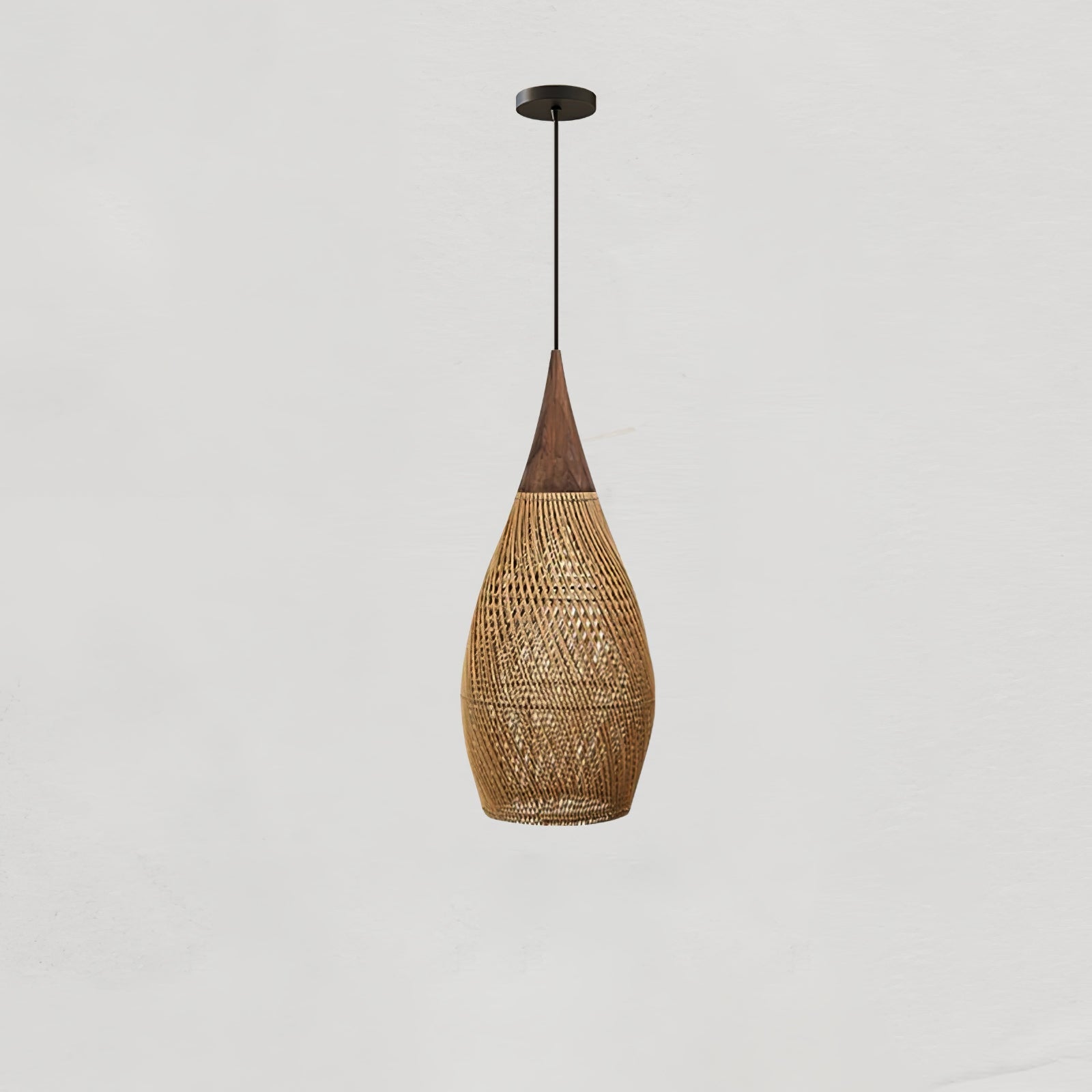 Pendant Light Rattan Braided 23.6 in Adjustable Dining Room Kitchen Island Hanging Ceiling Lamp Natural Woven Lighting Fixture | Thomler