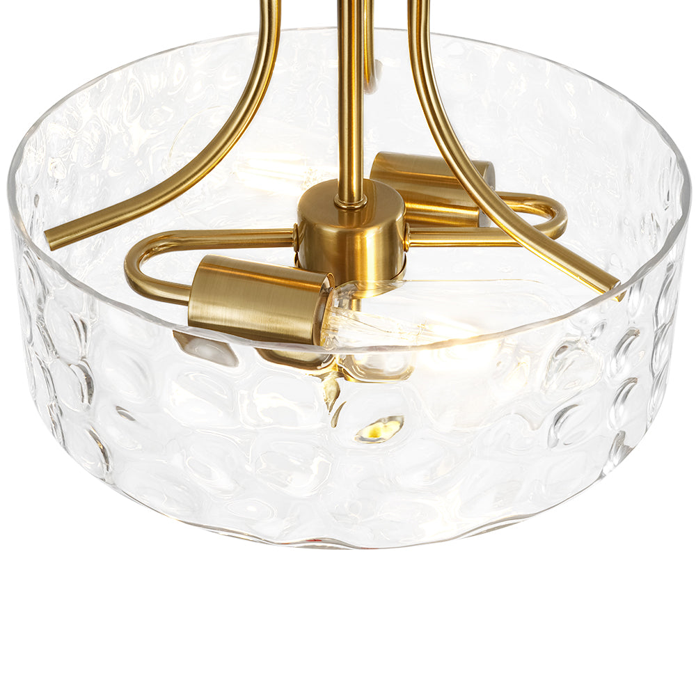 Ceiling Light Hammered Glass Drum 30.0 cm Semi Flush Bathroom Dining Room Hallway Fixture | Thomler