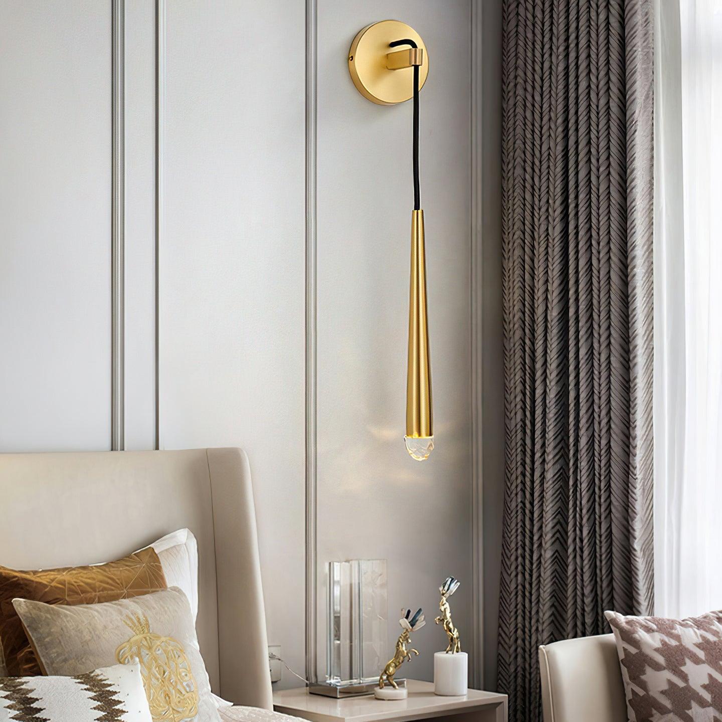 Wall Lamp Brass Cone 15 in Integrated LED Bedroom Hallway Reading Light Modern Minimalist Sconce | Thomler