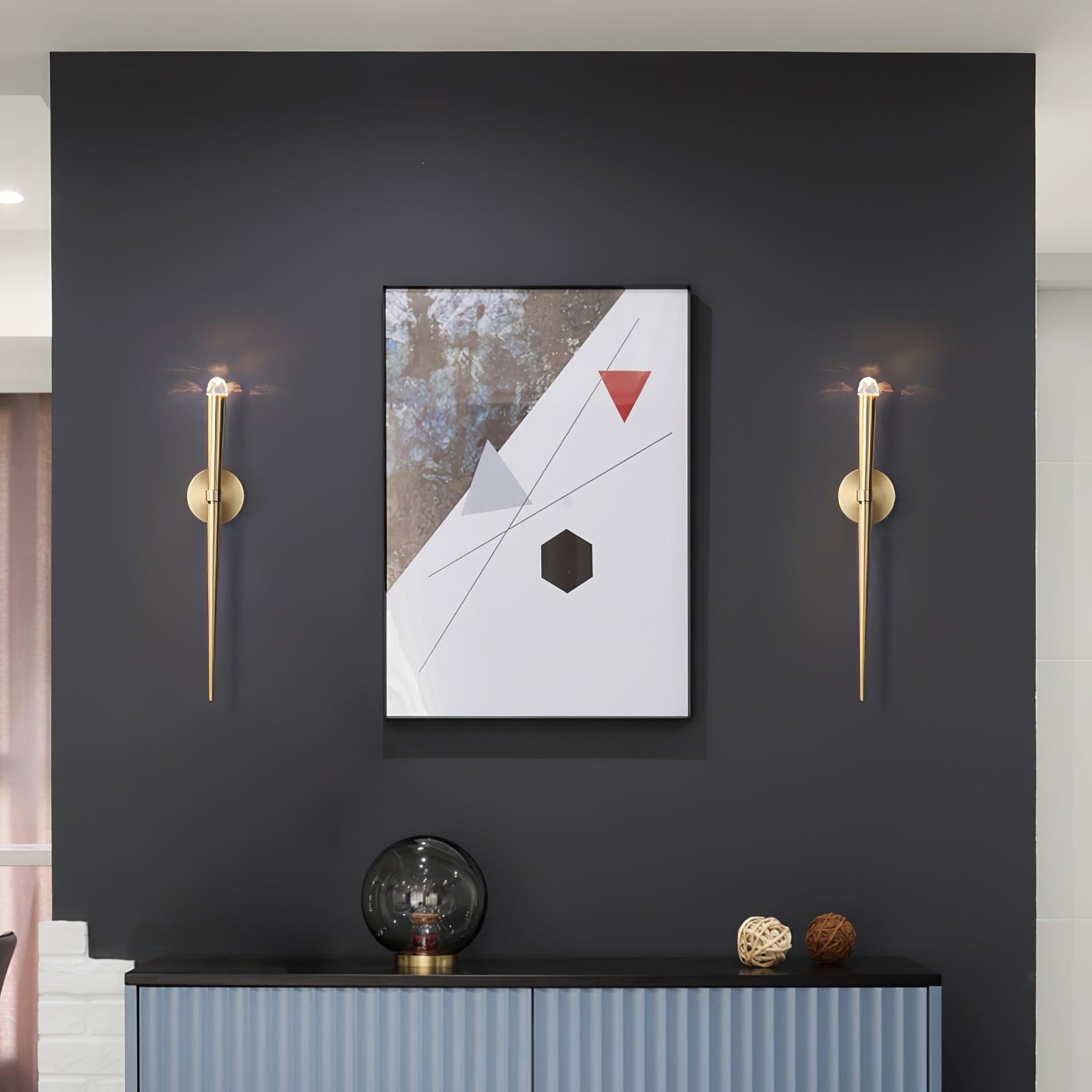 Wall Lamp Brass Cone 15 in Integrated LED Bedroom Hallway Reading Light Modern Minimalist Sconce | Thomler