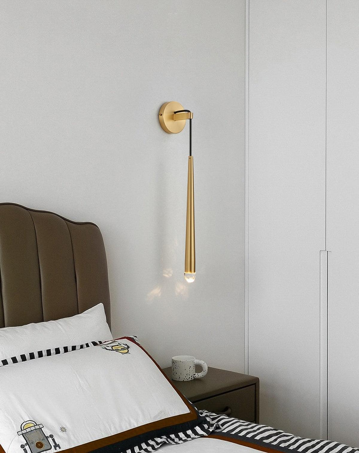 Wall Lamp Brass Cone 15 in Integrated LED Bedroom Hallway Reading Light Modern Minimalist Sconce | Thomler