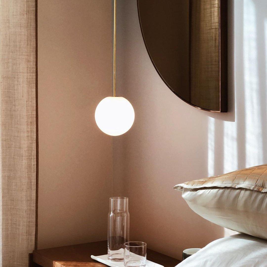 Pendant Light Brass Frosted Glass Globe Ceiling Hallway Dining Room Hanging Lamp Minimalist Scandinavian Modern Lighting | Thomler
