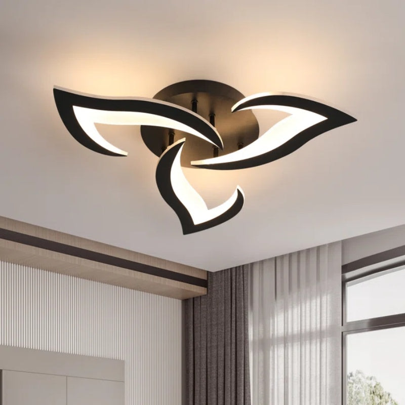 Ceiling Lamp Metal Acrylic 55.0 cm Black LED Living Room Bedroom Flower Design Flush Mount Lighting | Thomler