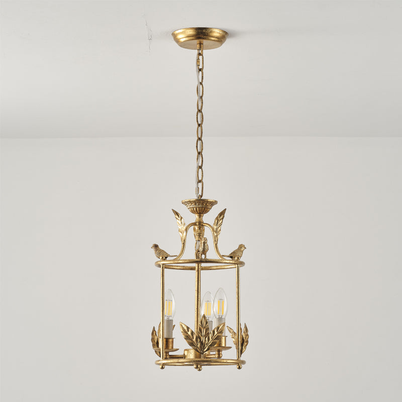 Pendant Light Metal Lantern 9.8 in Hanging Dining Room Entryway Vintage Bird Detail Ceiling Fixture | Thomler