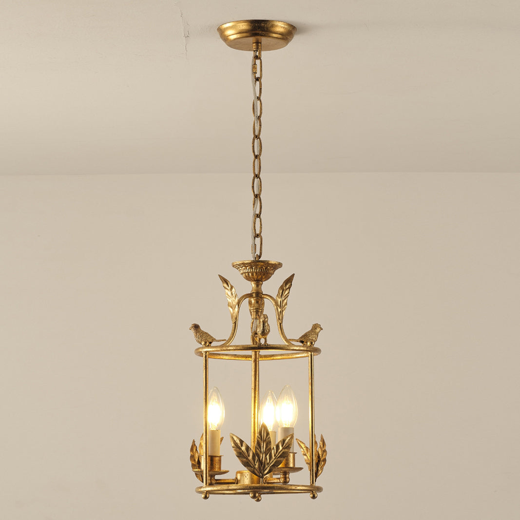 Pendant Light Metal Lantern 9.8 in Hanging Dining Room Entryway Vintage Bird Detail Ceiling Fixture | Thomler
