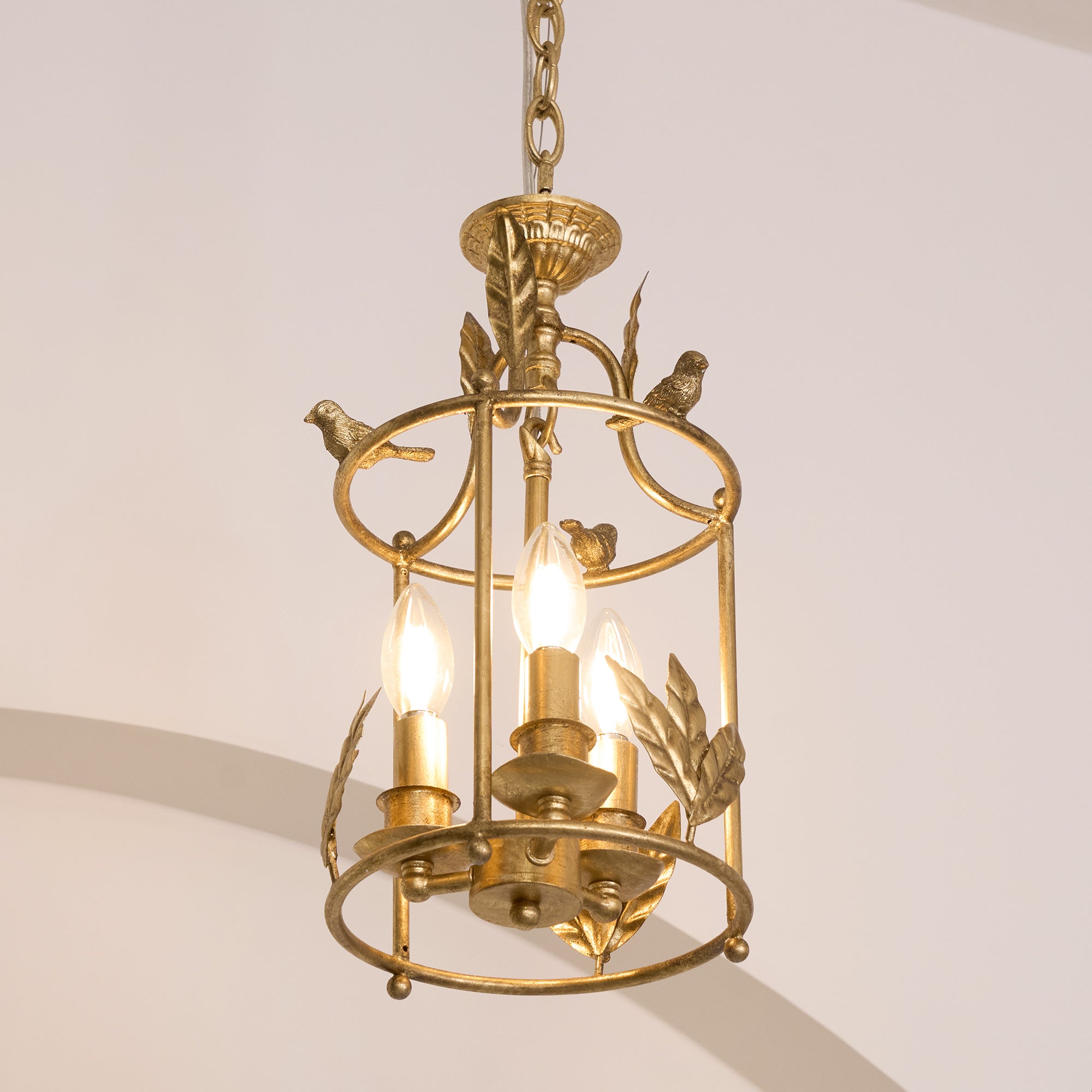 Pendant Light Metal Lantern 9.8 in Hanging Dining Room Entryway Vintage Bird Detail Ceiling Fixture | Thomler