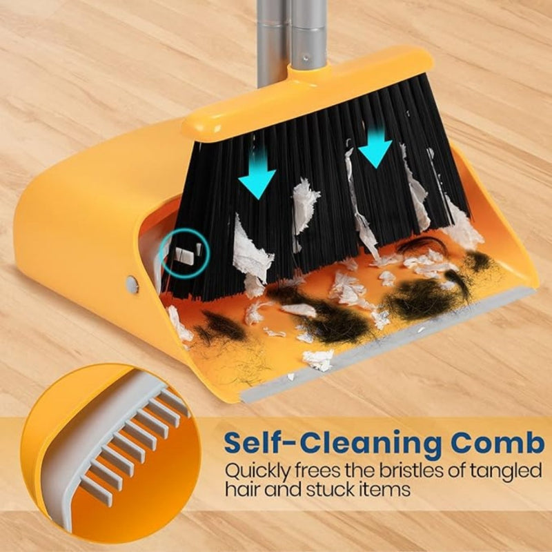 Rotating Broom and Dustpan Set with Telescoping Handle – Space-Saving Storage and Easy Floor Cleaning | Thomler