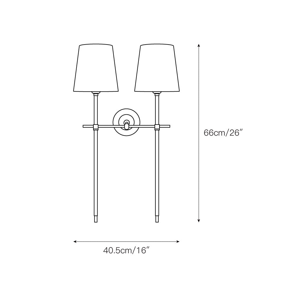 Modern Brass Fabric Shade Wall Light – Single or Double Sconce for Living Room, Hallway, Bedroom – Hardwire Indoor Lighting Fixture | Thomler