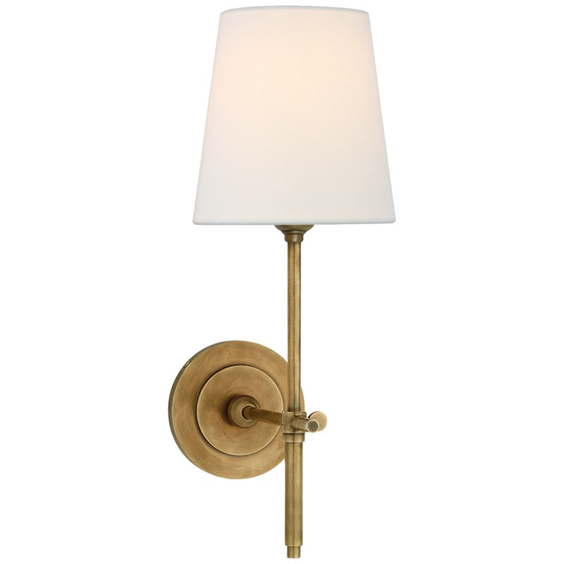 Modern Brass Fabric Shade Wall Light – Single or Double Sconce for Living Room, Hallway, Bedroom – Hardwire Indoor Lighting Fixture | Thomler