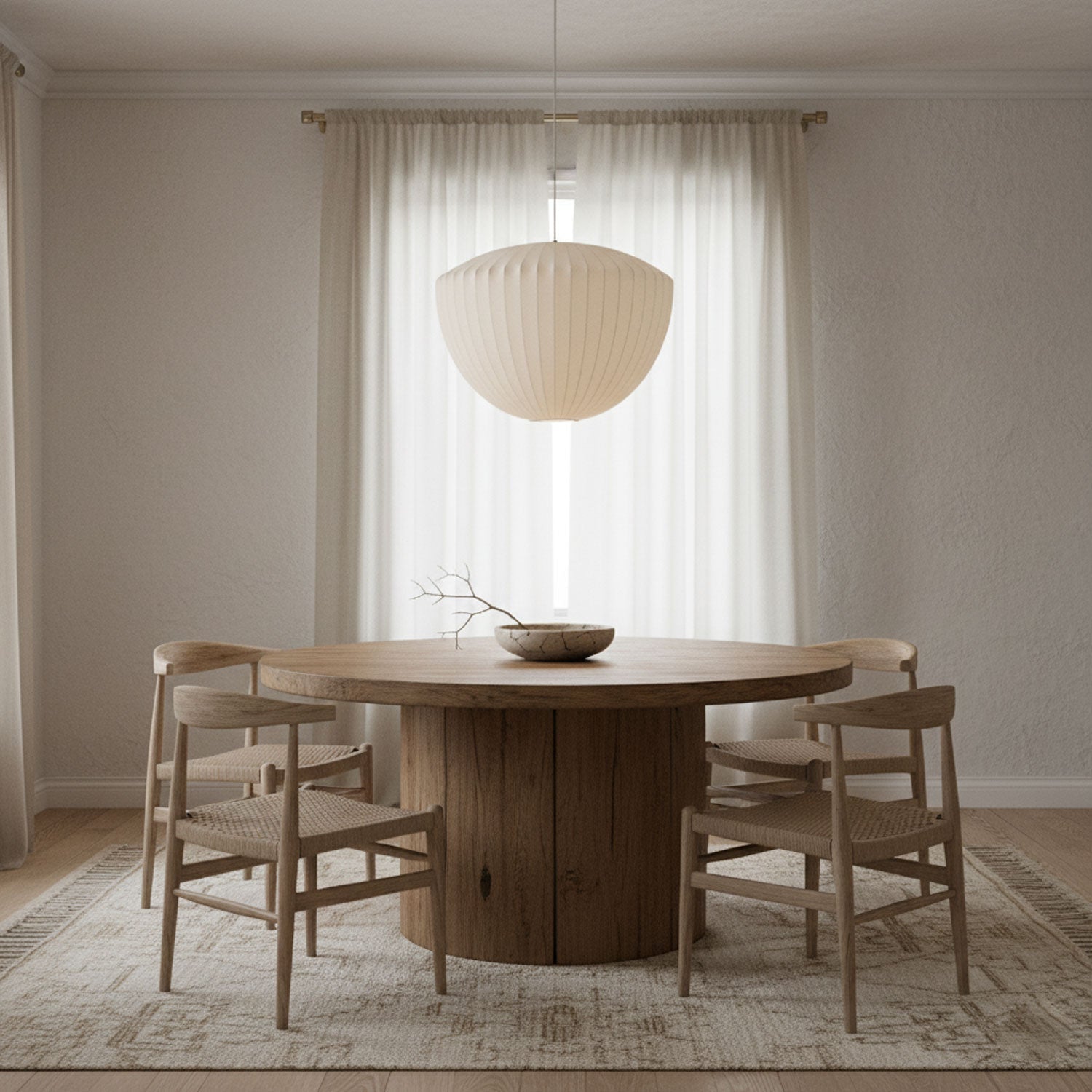 Bubble Silk Pendant Light 19.7 in White Ceiling Dining Room Modern Hanging Lamp | Thomler