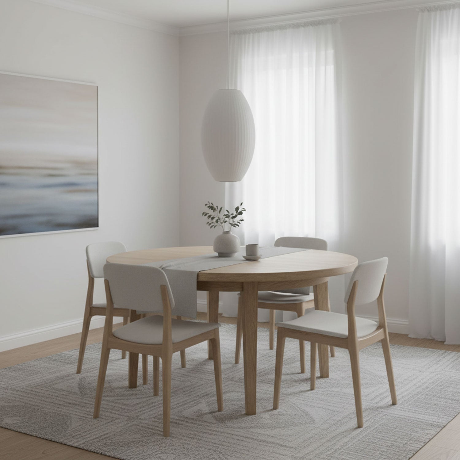 Bubble Silk Pendant Light 19.7 in White Ceiling Dining Room Modern Hanging Lamp | Thomler
