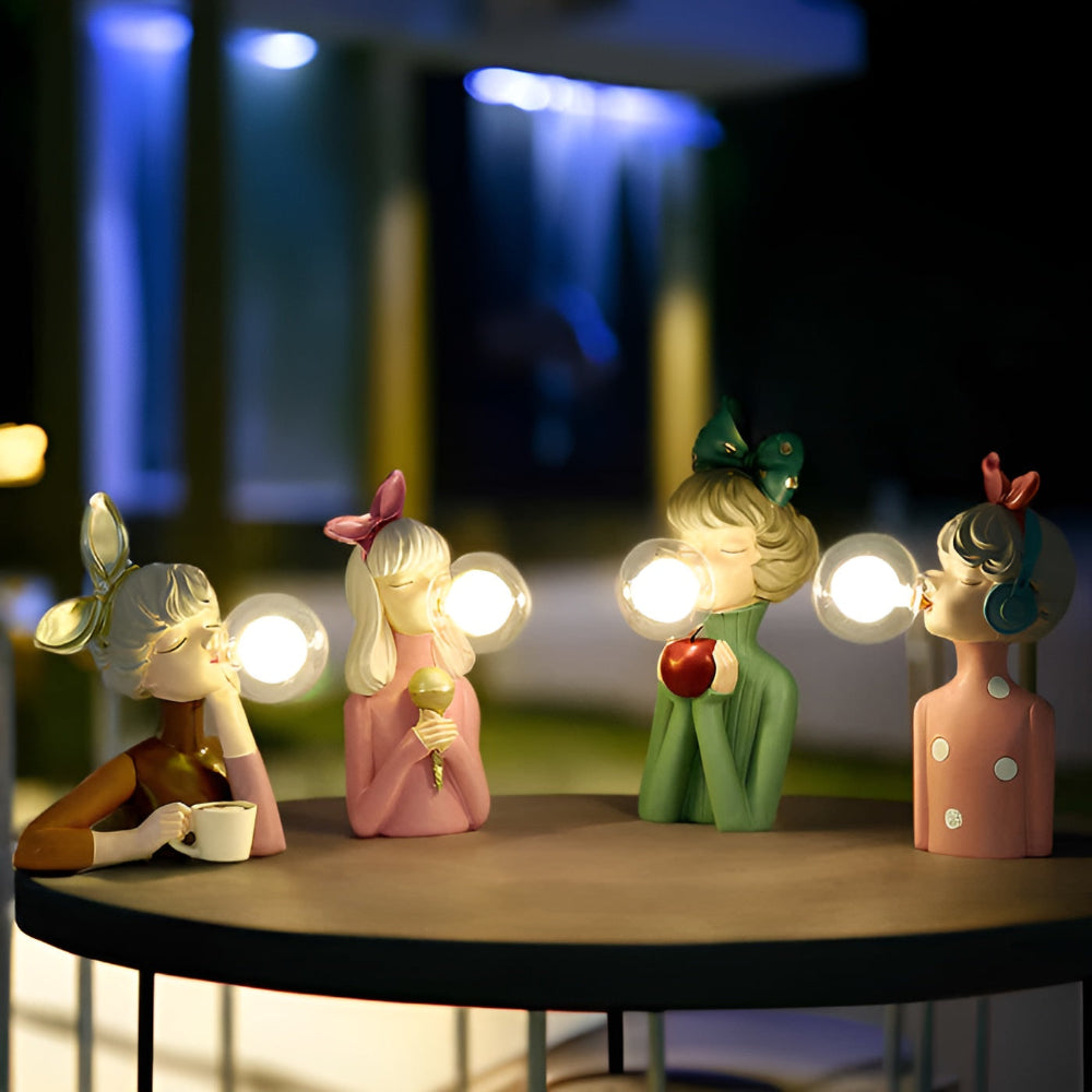 Table Lamp Polymer Glass Composite 25.0 cm Bedroom Ambient Lighting Decorative LED Desk Night Light USB Powered | Thomler