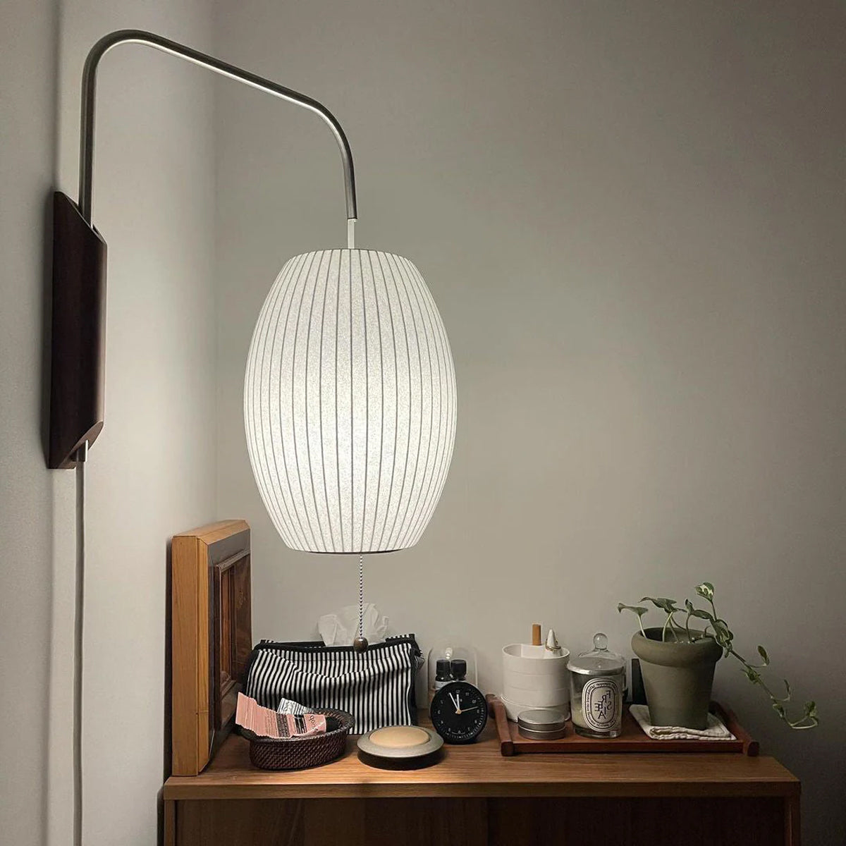 Ball Wall Sconce Swivel LED 15.7 in Chrome Walnut Indoor Lighting Adjustable Plug Cord | Thomler