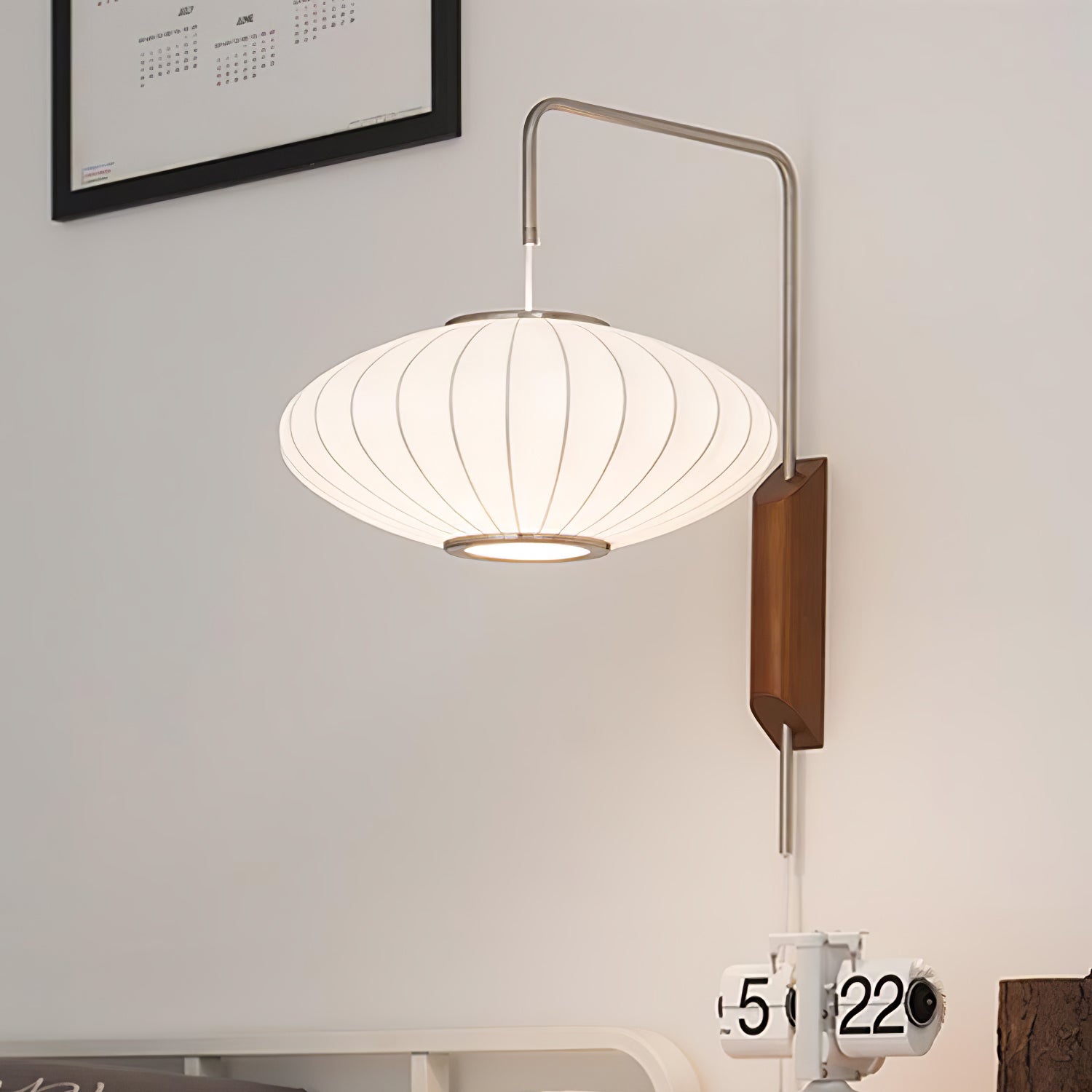 Ball Wall Sconce Swivel LED 15.7 in Chrome Walnut Indoor Lighting Adjustable Plug Cord | Thomler