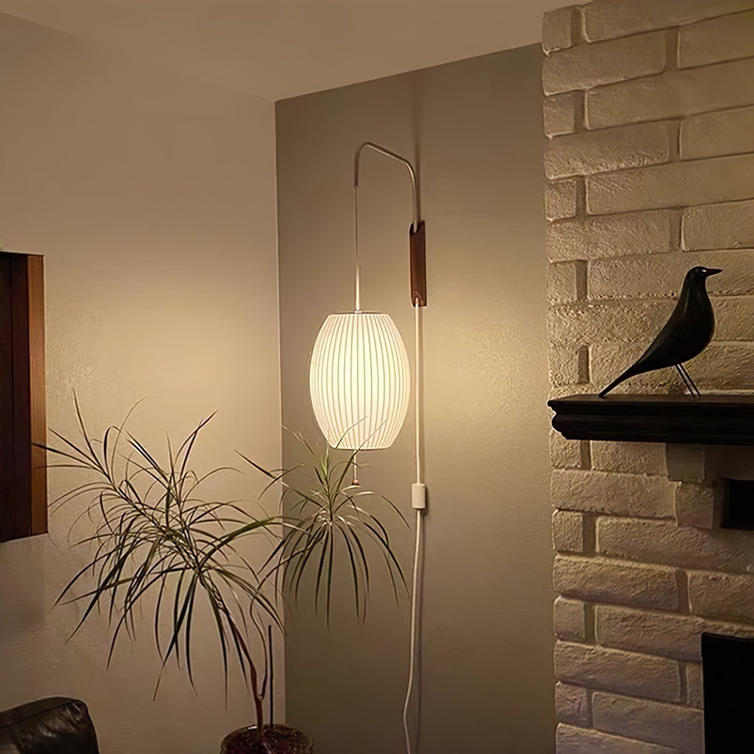 Ball Wall Sconce Swivel LED 15.7 in Chrome Walnut Indoor Lighting Adjustable Plug Cord | Thomler