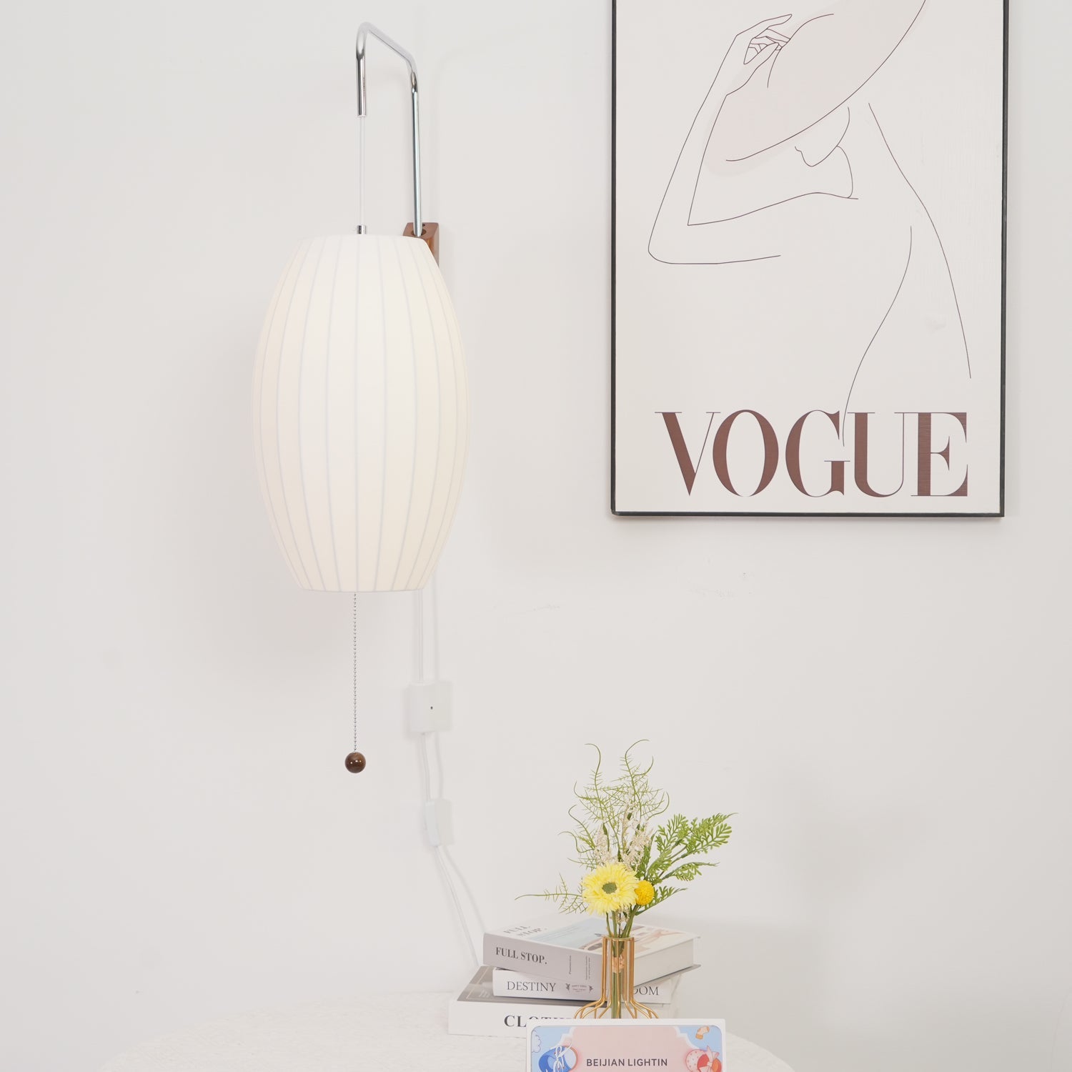 Ball Wall Sconce Swivel LED 15.7 in Chrome Walnut Indoor Lighting Adjustable Plug Cord | Thomler