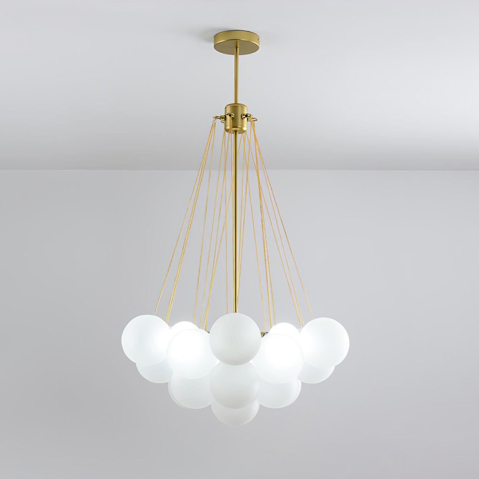 Frosted Glass Orb Chandelier 15.8 in x 33.5 in Indoor Ceiling Light 19-73 Heads Adjustable Modern Dining Room Living Room Pendant Fixture | Thomler