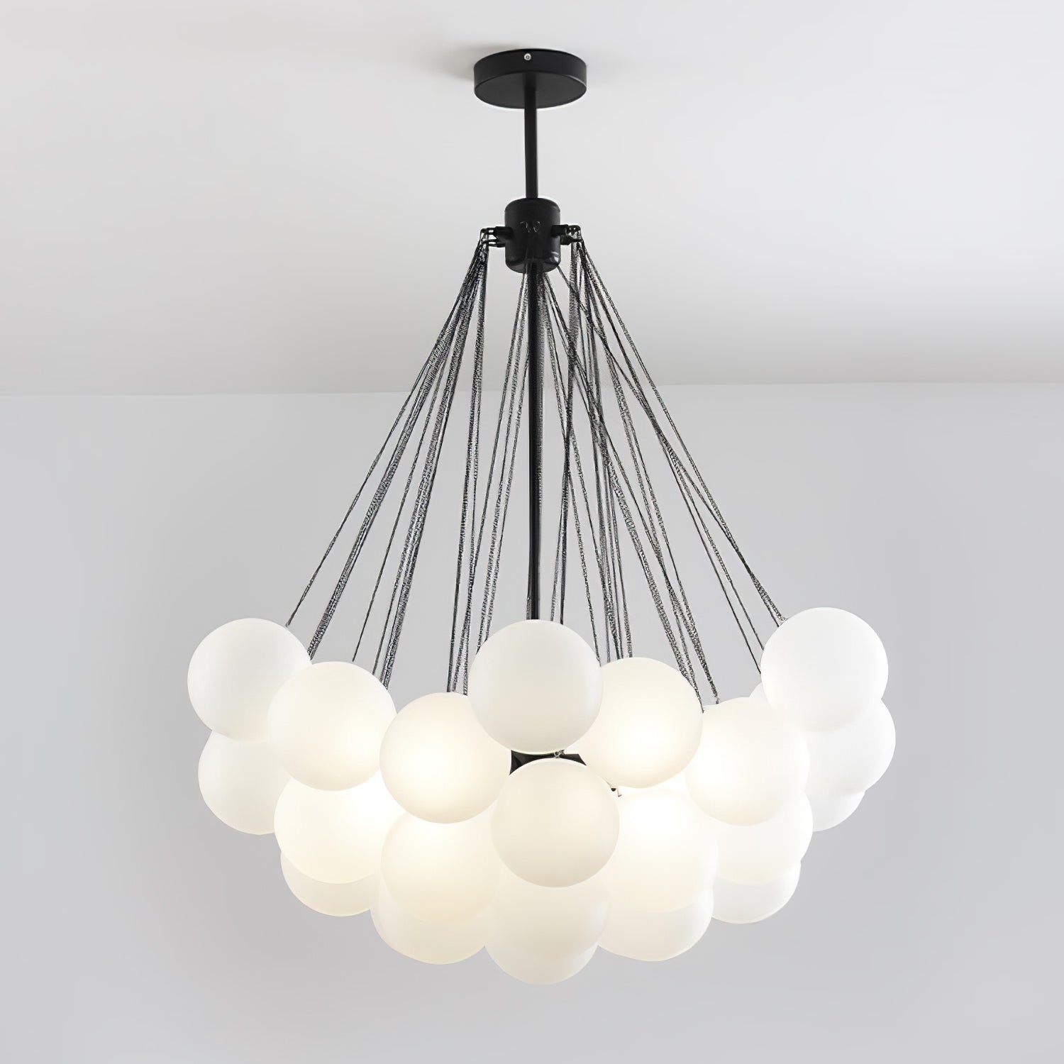 Frosted Glass Orb Chandelier 15.8 in x 33.5 in Indoor Ceiling Light 19-73 Heads Adjustable Modern Dining Room Living Room Pendant Fixture | Thomler