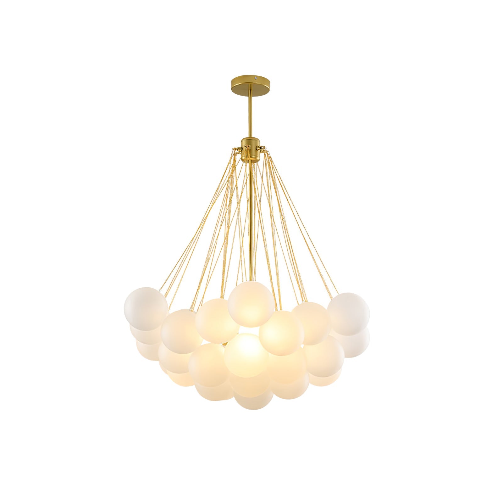 Frosted Glass Orb Chandelier 15.8 in x 33.5 in Indoor Ceiling Light 19-73 Heads Adjustable Modern Dining Room Living Room Pendant Fixture | Thomler