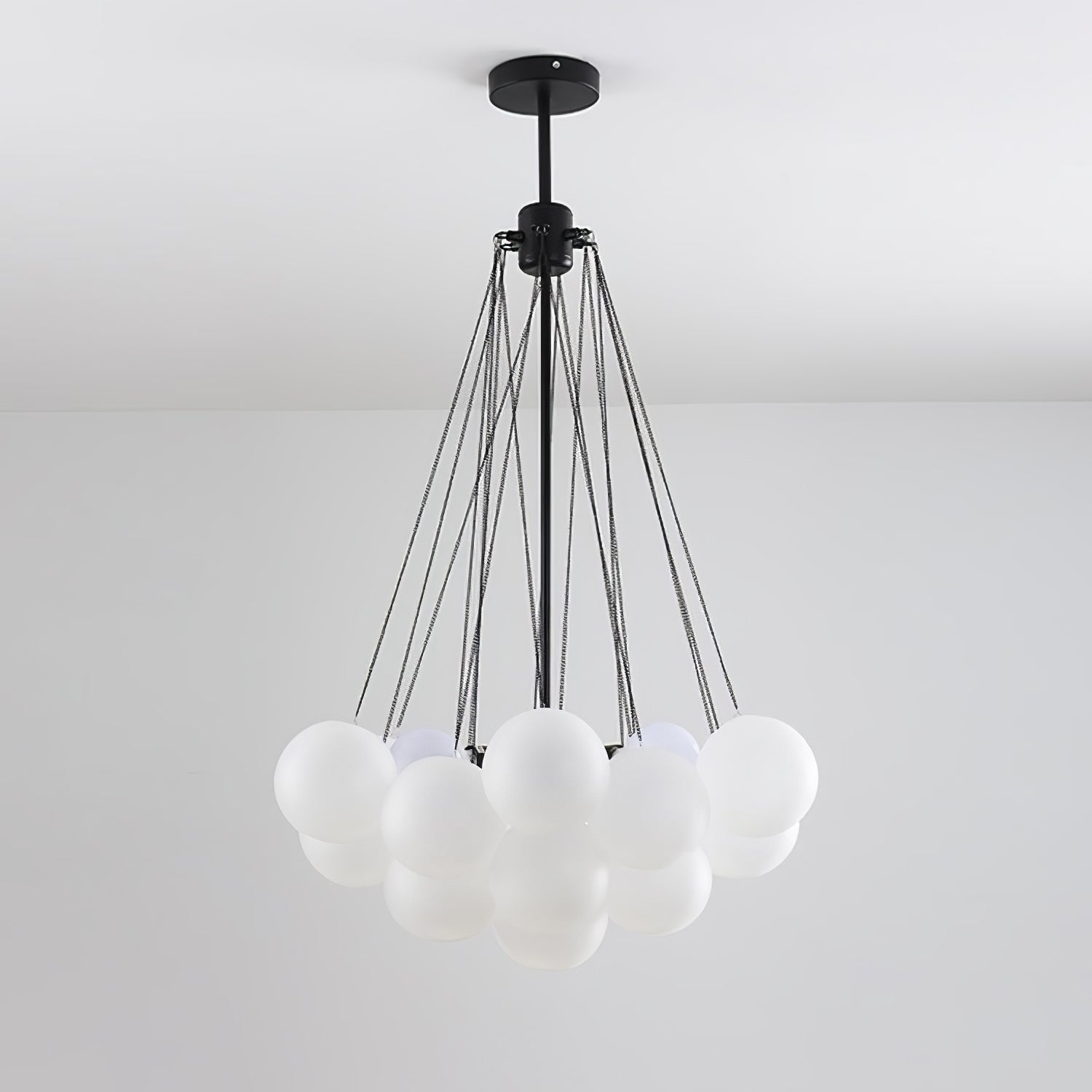 Frosted Glass Orb Chandelier 15.8 in x 33.5 in Indoor Ceiling Light 19-73 Heads Adjustable Modern Dining Room Living Room Pendant Fixture | Thomler