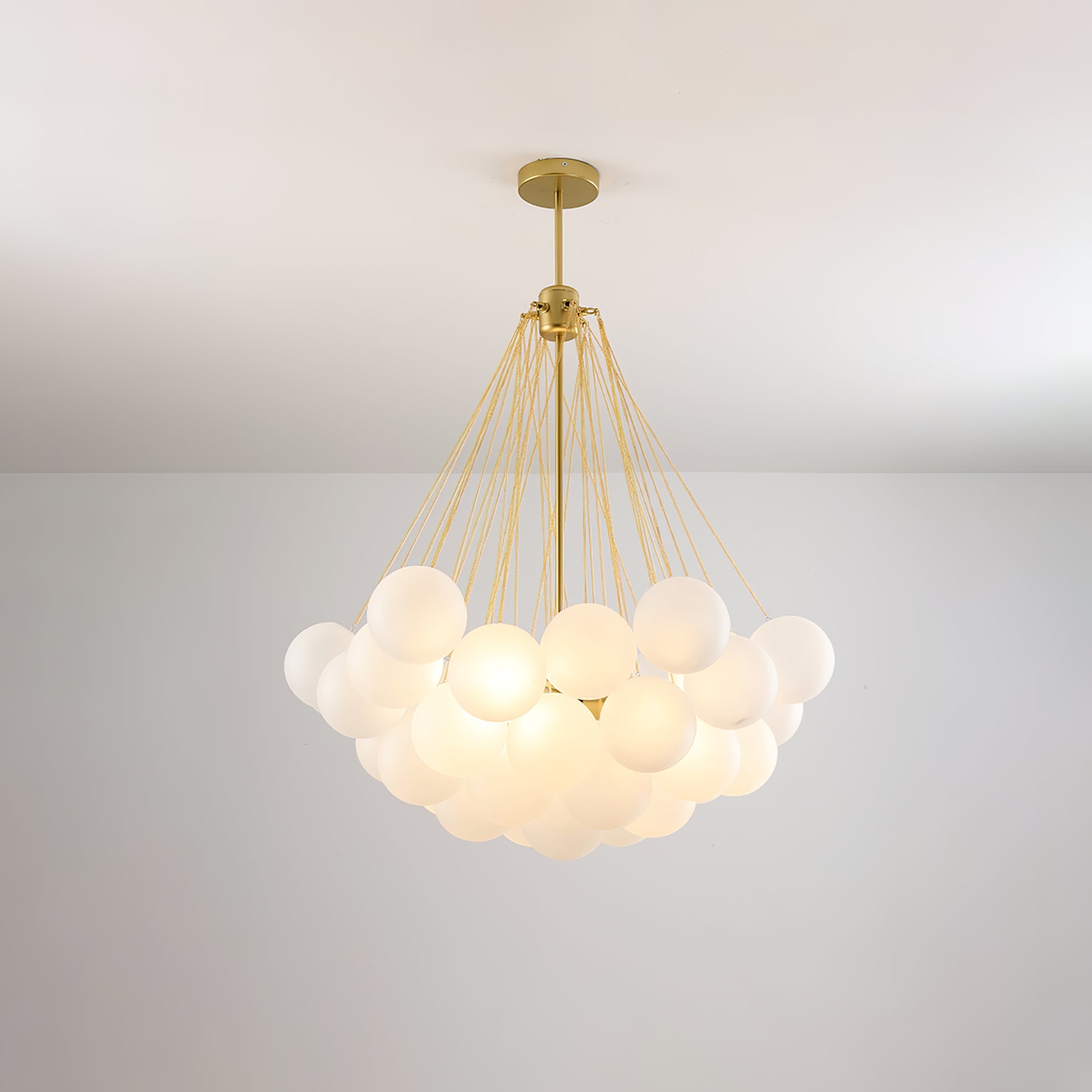 Frosted Glass Orb Chandelier 15.8 in x 33.5 in Indoor Ceiling Light 19-73 Heads Adjustable Modern Dining Room Living Room Pendant Fixture | Thomler