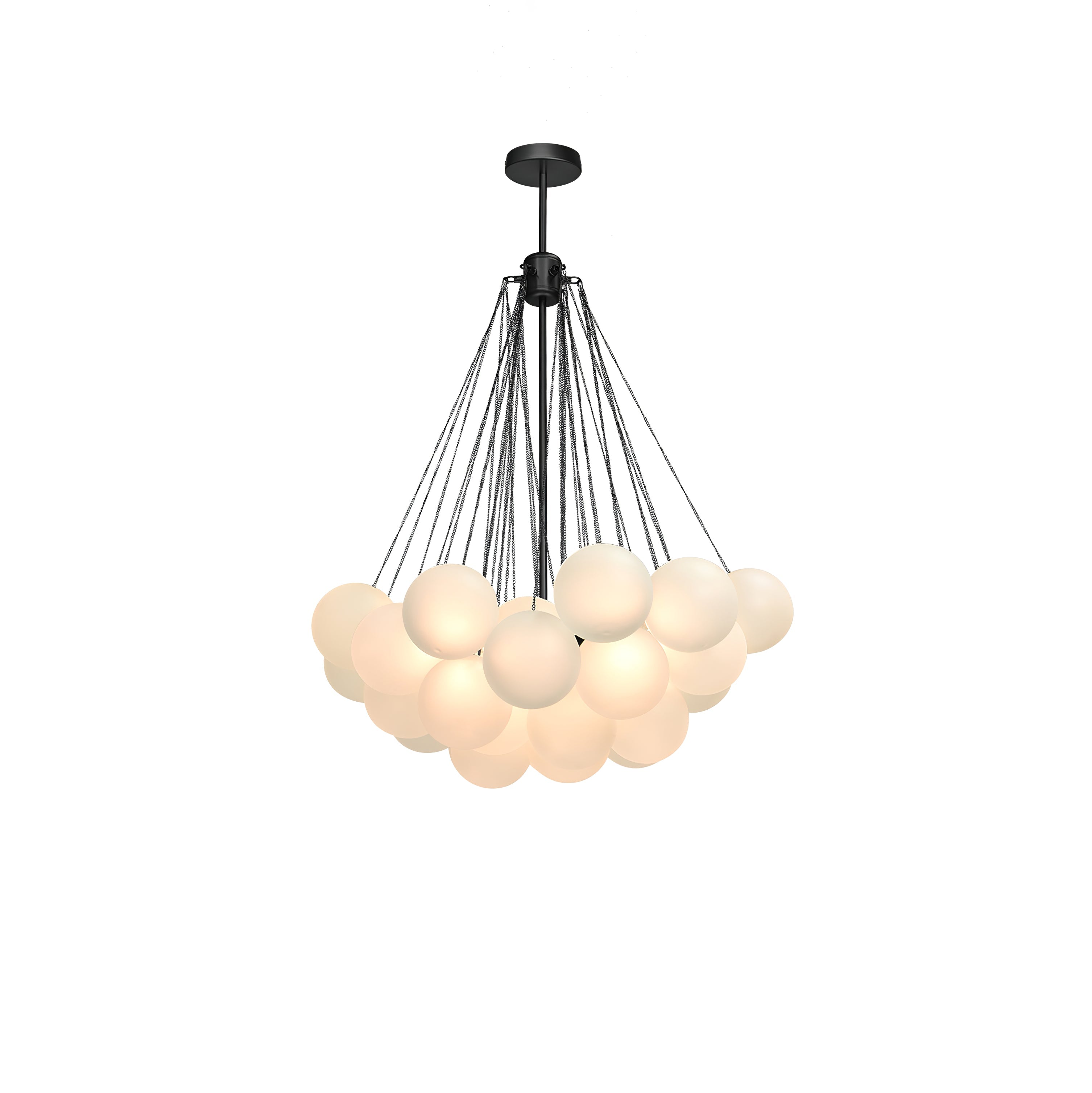 Frosted Glass Orb Chandelier 15.8 in x 33.5 in Indoor Ceiling Light 19-73 Heads Adjustable Modern Dining Room Living Room Pendant Fixture | Thomler