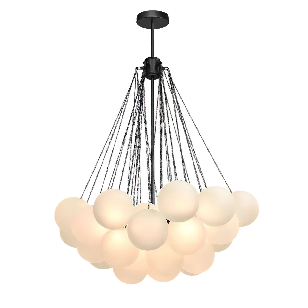 Frosted Glass Orb Chandelier 15.8 in x 33.5 in Indoor Ceiling Light 19-73 Heads Adjustable Modern Dining Room Living Room Pendant Fixture | Thomler
