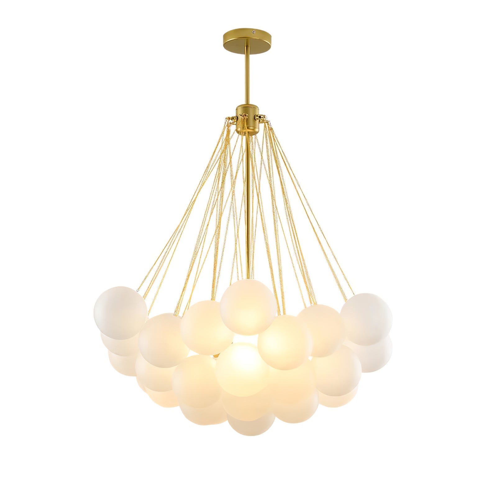 Frosted Glass Orb Chandelier 15.8 in x 33.5 in Indoor Ceiling Light 19-73 Heads Adjustable Modern Dining Room Living Room Pendant Fixture | Thomler