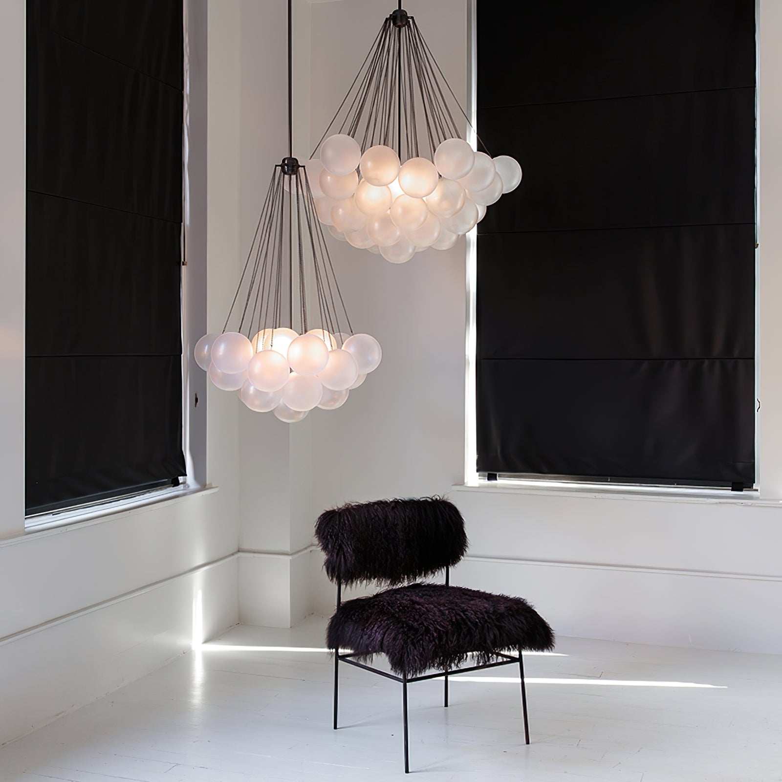 Frosted Glass Orb Chandelier 15.8 in x 33.5 in Indoor Ceiling Light 19-73 Heads Adjustable Modern Dining Room Living Room Pendant Fixture | Thomler