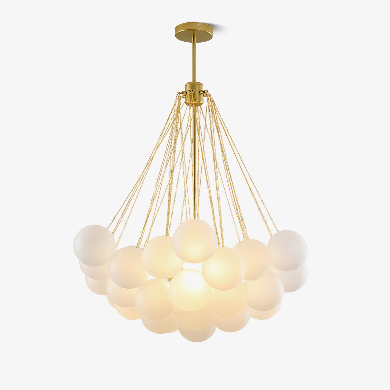Frosted Glass Orb Chandelier 15.8 in x 33.5 in Indoor Ceiling Light 19-73 Heads Adjustable Modern Dining Room Living Room Pendant Fixture | Thomler