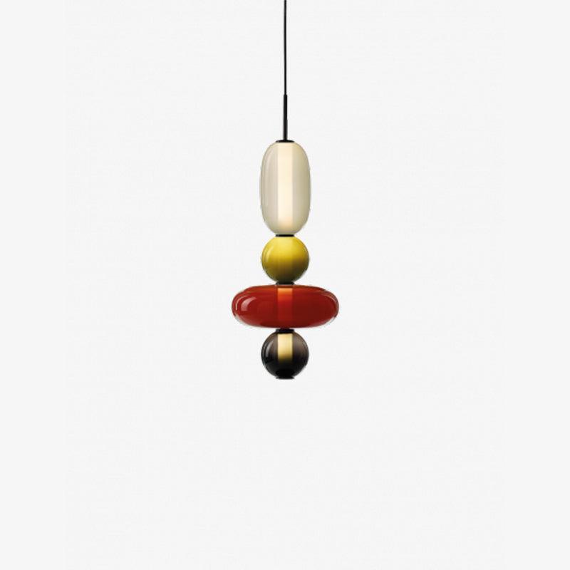 Candied Glass Pendant Light 19.7 in LED Ceiling Fixture Multi-Color Indoor Dining Room Hanging Lamp | Thomler