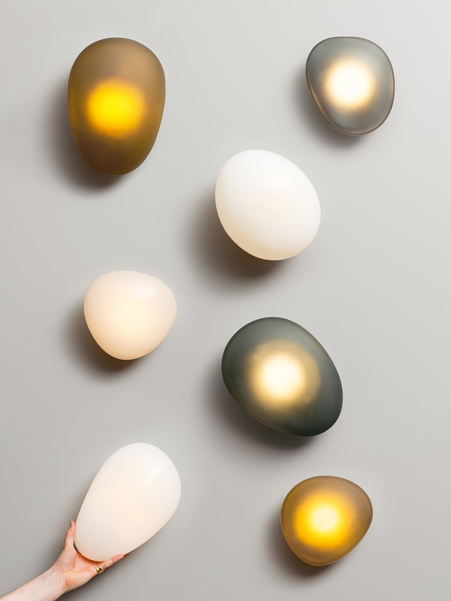 Pebble Glass Wall Lamp 8.6 in LED Indoor Wall Ceiling Light Sculptural Modern Fixture Ambient Lighting | Thomler