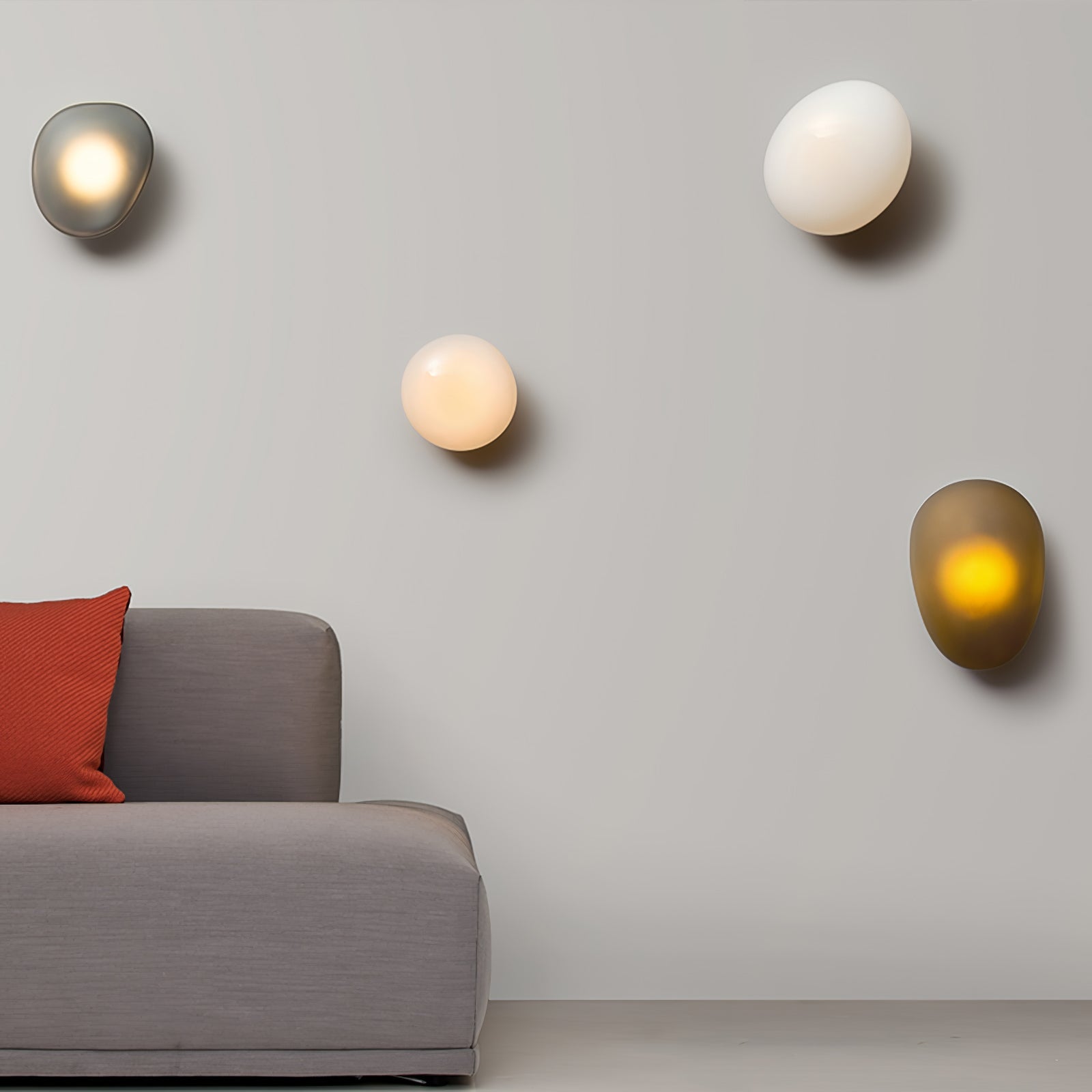 Pebble Glass Wall Lamp 8.6 in LED Indoor Wall Ceiling Light Sculptural Modern Fixture Ambient Lighting | Thomler