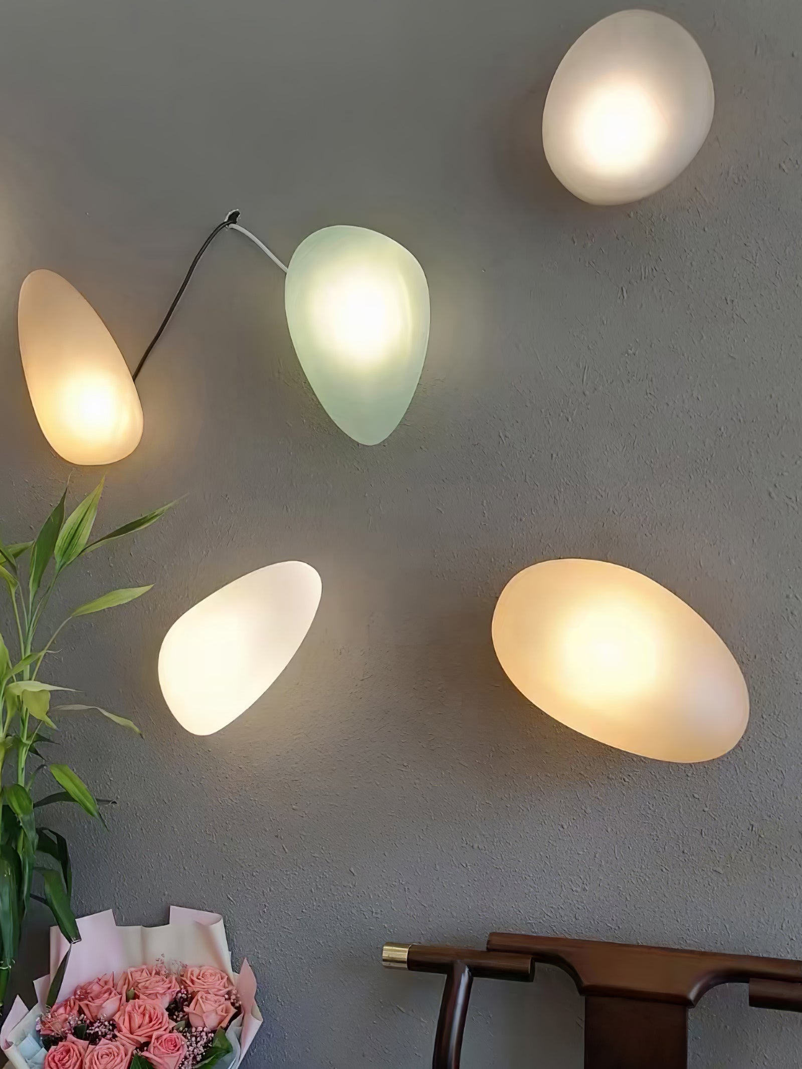 Pebble Glass Wall Lamp 8.6 in LED Indoor Wall Ceiling Light Sculptural Modern Fixture Ambient Lighting | Thomler
