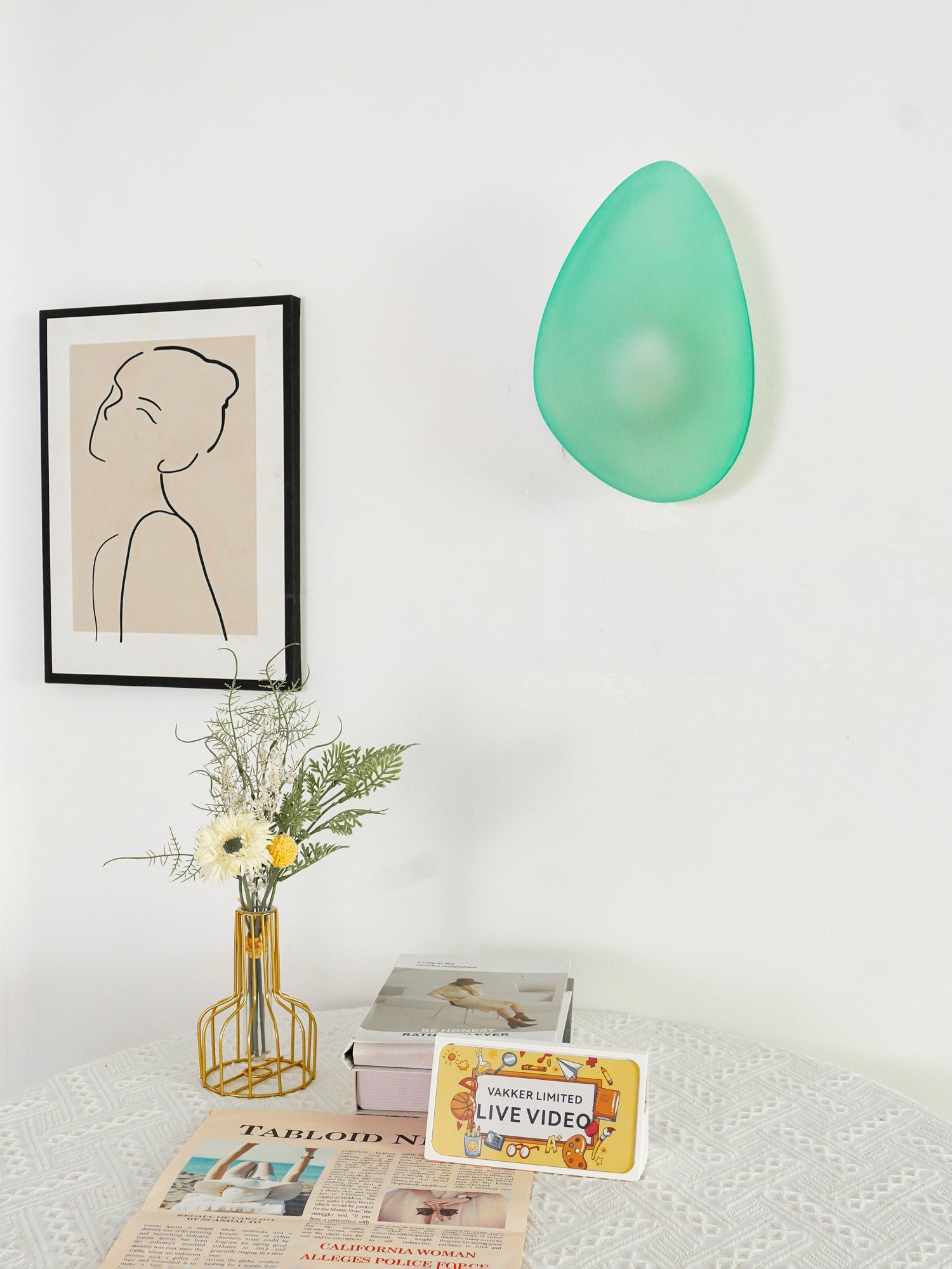 Pebble Glass Wall Lamp 8.6 in LED Indoor Wall Ceiling Light Sculptural Modern Fixture Ambient Lighting | Thomler