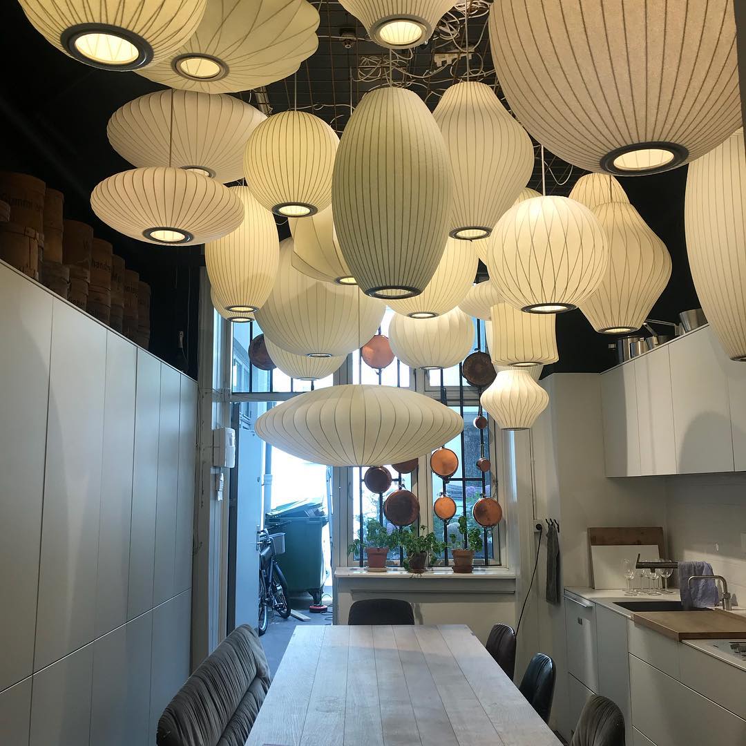 Bubble Silk Pendant Light 19.7 in White Ceiling Dining Room Modern Hanging Lamp | Thomler