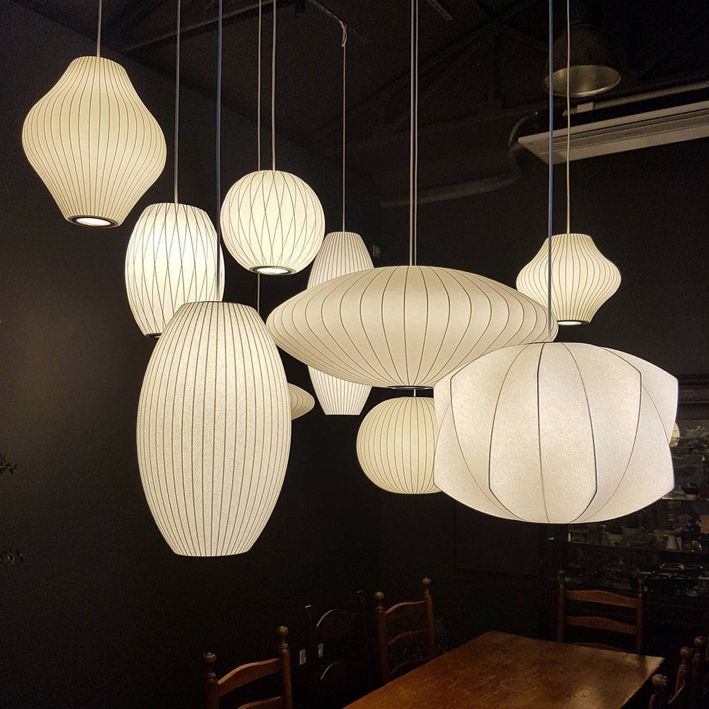 Bubble Silk Pendant Light 19.7 in White Ceiling Dining Room Modern Hanging Lamp | Thomler
