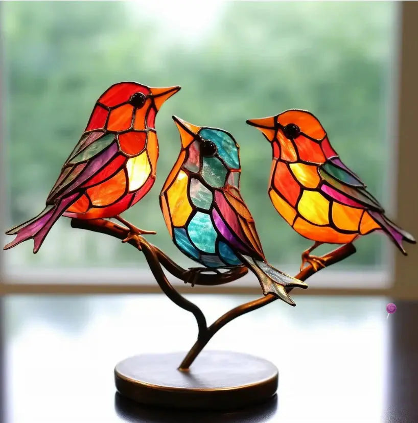 Stained Glass Bird Sun Catcher Hanging Ornament for Windows Living Room Bedroom Home Décor Gift Light Prism Rainbow Display | Thomler