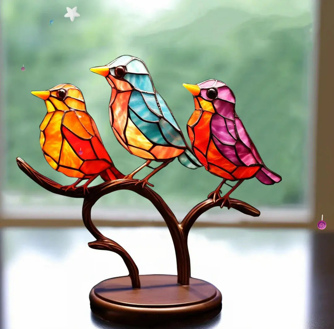 Stained Glass Bird Sun Catcher Hanging Ornament for Windows Living Room Bedroom Home Décor Gift Light Prism Rainbow Display | Thomler