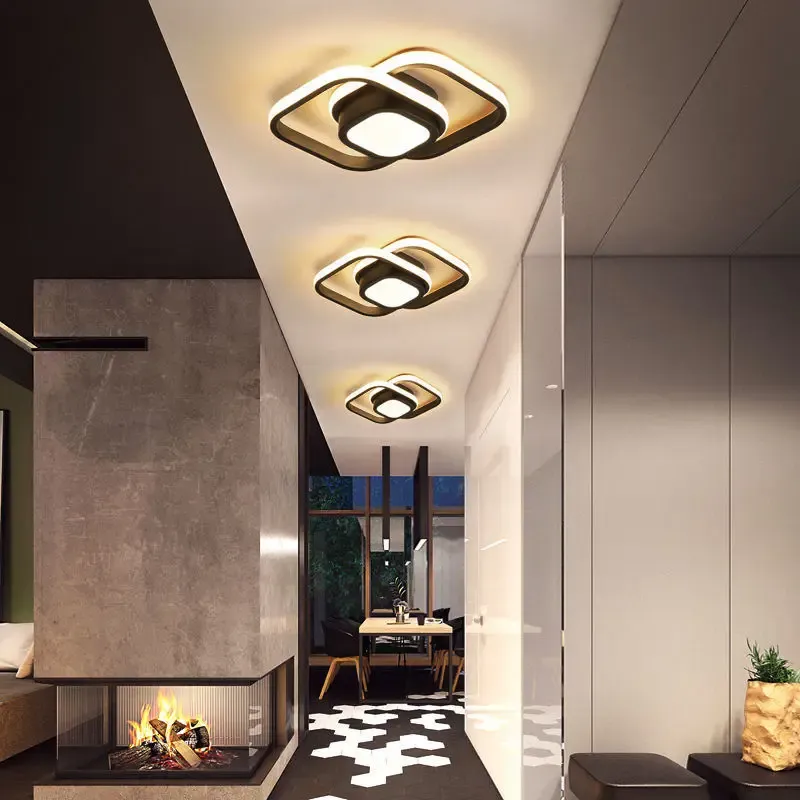 Ceiling Light Double Ring LED Black Warm Living Room Hallway Modern Flush Mount Lighting Fixture | Thomler