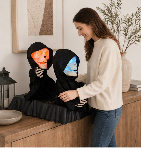 Battery-Powered Dancing Halloween Figures with Music & Color-Changing Eyes – Spooky Singing Decor for Indoor Party Tables | Thomler