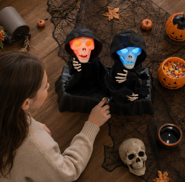 Battery-Powered Dancing Halloween Figures with Music & Color-Changing Eyes – Spooky Singing Decor for Indoor Party Tables | Thomler