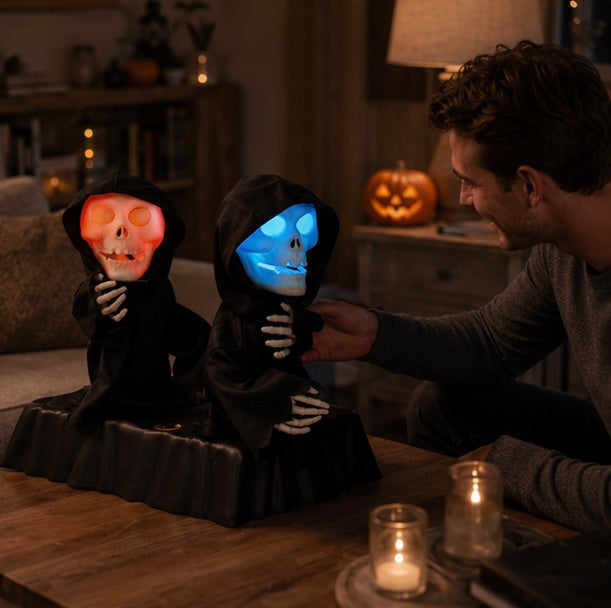 Battery-Powered Dancing Halloween Figures with Music & Color-Changing Eyes – Spooky Singing Decor for Indoor Party Tables | Thomler