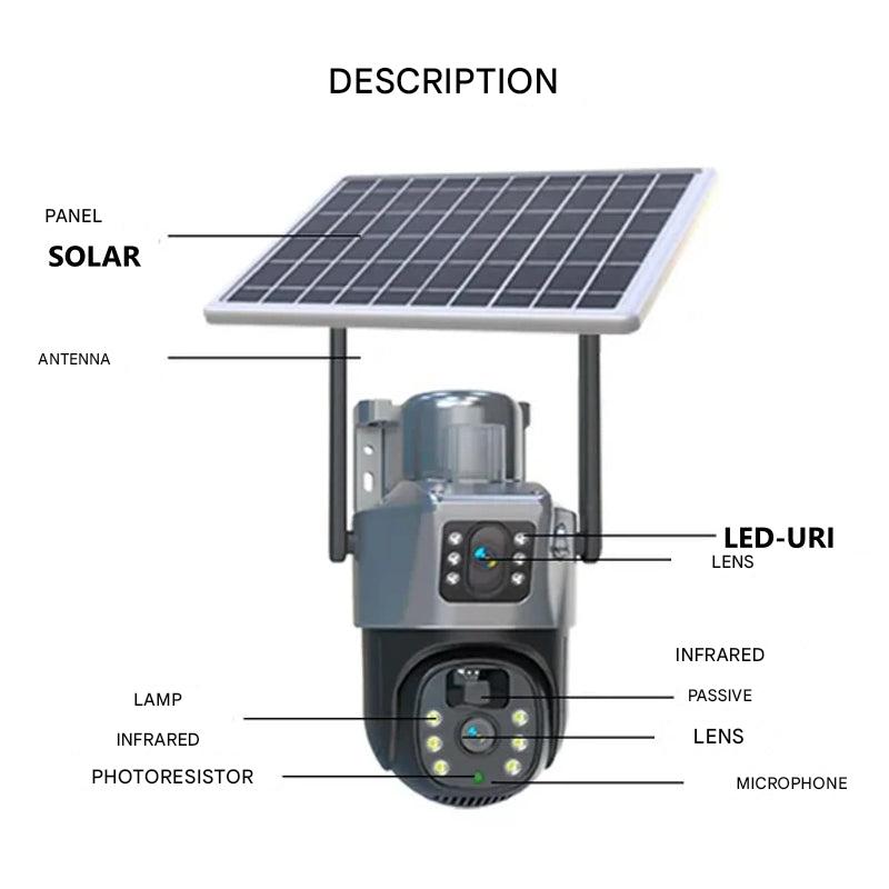 Outdoor Solar Security Camera, 4K Pan-Tilt Wireless Monitor with Night Vision & Motion Alerts | Thomler