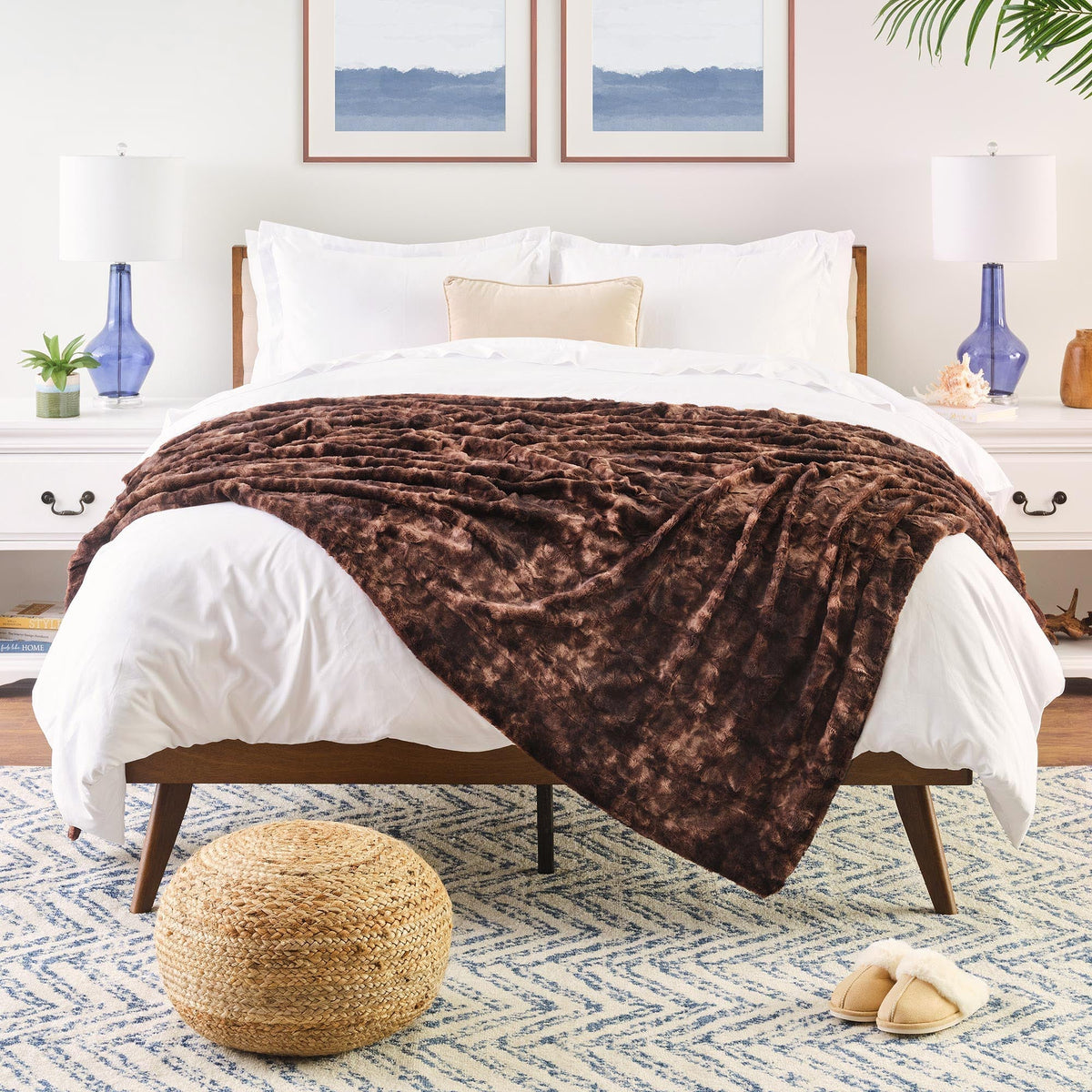 Reversible Oversized Faux Fur Wolf Throw Blanket – Premium Soft Microfiber for Couch, Bed & Chairs | Thomler